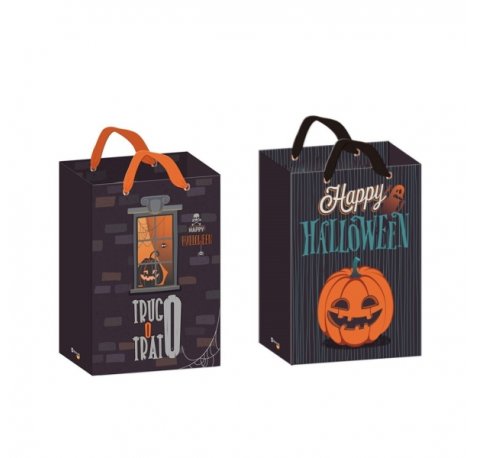 Bismark Bolsa de Papel Halloween - Asas de Lazo - 2 DiseÃ±os Aleatorios (12 uds)