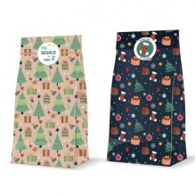 Bismark Pack de 3 Sobres Papel Kraft 60grs con 3 Pegatinas para Cierre - Medidas 20x42x8cm - Ideal para Regalos - 2 DiseÃ±os NavideÃ±os Aleatorios