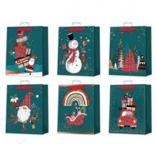 Bismark Bolsa de Papel Navidad - Impresion Foil - 6 DiseÃ±os Diferentes (12 uds)