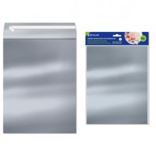 Bismark Pack de 4 Sobres Metalizados - Medidas 324x254mm - Cierre Autoadhesivo - Ideal para Regalos - Color Plata