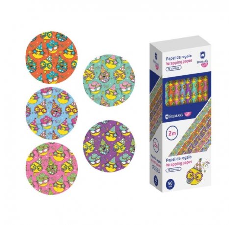 Bismark Emojies Rollo de Papel Regalo - Medidas 70cmx200cm - 5 DiseÃ±os Diferentes (50 uds)