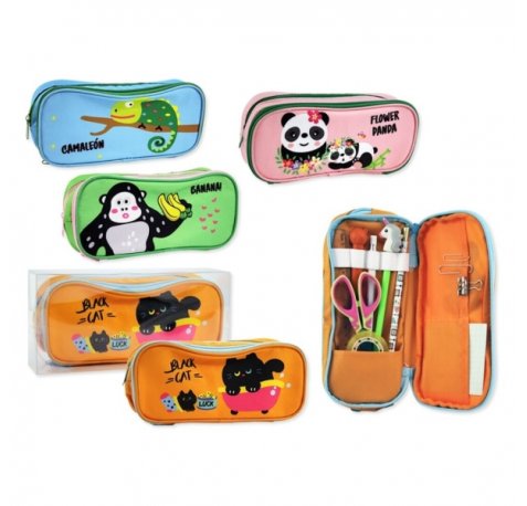 Bismark Animals Portatodo con Divertdas Imagenes de Animales - 2 Compartimentos - 4 DiseÃ±os Diferentes (8 uds)