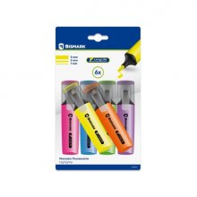 Bismark Long-Life Pack de 6 Marcadores Fluorescentes Neon - Tinta de Secado Rapido - Punta Biselada - Ideal para Subrayar y Resaltar - DiseÃ±o Ergonomico - Alta Durabilidad