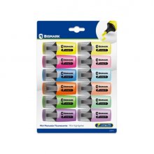 Bismark Long-Life Pack de 12 Mini Marcadores Fluorescentes - 6x Neon y 6x Pastel - Tinta de Secado Rapido - Punta Biselada - Ideal para Subrayar y Resaltar - DiseÃ±o Ergonomico - Alta Durabilidad