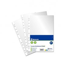 Bismark Pack de 10 Fundas Multitaladro TamaÃ±o Folio 35 Micras - Acabado en Cristal - Ideal para Carpetas con Mecanismo de Anillas