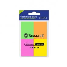 Bismark Pack de 4 Blocs de 50 Notas Adhesivas 38x51mm - 4 Colores Neon (24 uds)