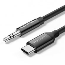 Vention Cable DAC de Audio - Longitud 1m - Jack 3.5mm - USB-C - Chaqueta de TPE - Carcasa ABS - Color Negro