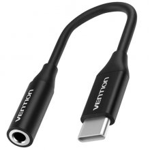 Vention Adapatador de Audio DAC - Jack 3.5mm Hembra - USB-C Macho - Cable 10cm - Aluminio - Color Negro