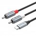 Vention Cable DAC de Audio - Longitud 2m - 2xRCA - USB-C - Chaqueta de TPE - Carcasa de Aluminio - Color Gris