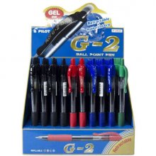 Pilot Boligrafo de gel retractil G2 Rollerball - Punta de bola redonda 0.7mm - Trazo 0.4mm - Grip ergonomico - Expositor de 60 unidades