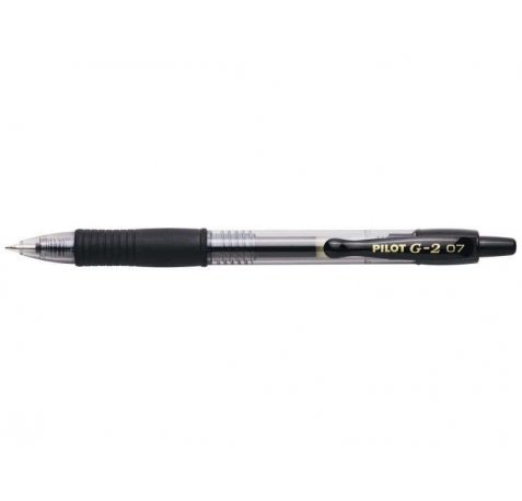 Pilot Boligrafo de gel retractil G2 Rollerball - Punta de bola redonda 0.7mm - Trazo 0.4mm - Grip ergonomico - Color Negro (12 uds)
