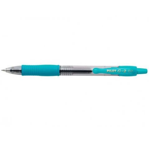 Pilot Boligrafo de Gel G2 Rollerball Retractil - Recargable - Punta de Bola Redonda 0.7mm - Trazo 0.32mm - Grip Ergonomico - Color Turquesa (12 uds)