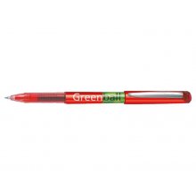 Pilot Boligrafo de Tinta Liquida Greenball - Recargable - Fabricado con Plastico Reciclado - Punta Media 0.7mm - Trazo 0.35mm - Color Rojo (10 uds)