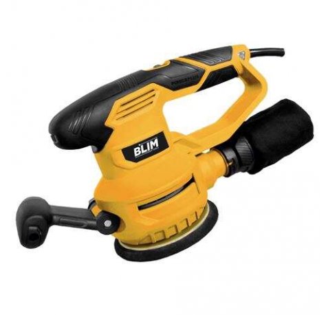 Blim Lijadora Rotorbital 125-150mm - Potencia 450W - Velocidad Variable 6000-12000rpm - Sistema de Extraccion y Reociga - Empuñadura Engomada - Color Amarillo