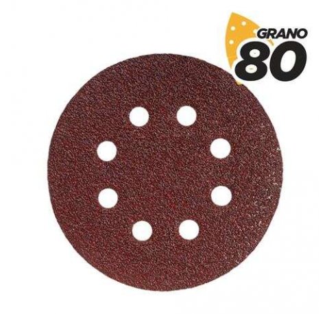 Blim Pack de 10 Lijas con Velcro para Lijadora BL0136 - 125mm - Grano 80 - Formato Circular