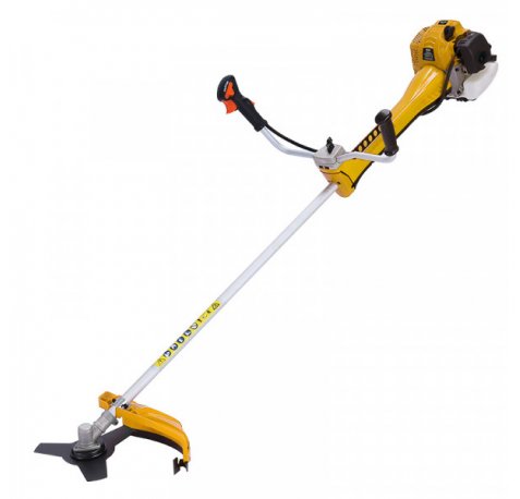 Blim Desbrozadora a Gasolina - Cilindrada 65cc - Potencia 2.3kW - 2 Tiempos - Eje 28mm - Cuchilla 3T - Cabezal de Hilo de Nylon - Arnes Profesional - Corte 255/415mm - Color Amarillo y Negro