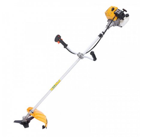 Blim Desbrozadora a Gasolina - Cilindrada 72.6cc - Potencia 2.5kW - 2 Tiempos - Eje 28mm - Cuchilla 3T - Cabezal de Hilo de Nylon - Arnes Profesional - Corte 255/415mm - Color Amarillo y Negro
