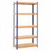 Blim Estanteria Metalica - 5 Baldas - 100kg por Balda - Montaje sin Tornillos - Tableros MDF - Pintura en Polvo - Anticorrosion - 180x80x40cm - Color Naranja y Azul