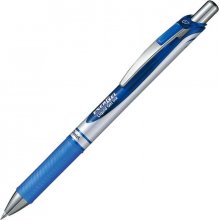 Pentel Energel Boligrafo de Bola Retractil - Punta 0.7mm - Trazo 0.35mm - Tinta Gel - Recargable - Grip de Agarre - Clip de Metal - 50% de Materiales Reciclados - Color Azul (12 uds)