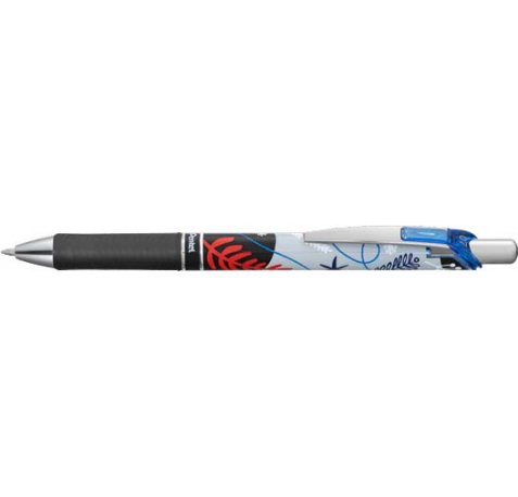 Pentel Energel Boligrafo de Tinta Gel Retractil 0.7mm - Trazo 0.35mm - Recargable - Grip de Agarre - Tinta Color Azul - DiseÃ±os Florales Japoneses (12 uds)
