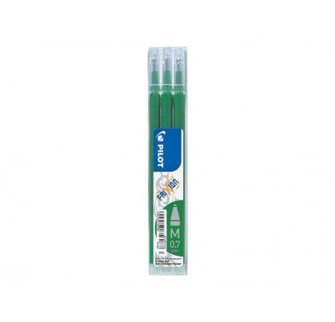 Pilot Recambio de gel borrable para Frixion Ball / Frixion Clicker - Pack de 3 unidades - Punta de bola redonda 0.7mm - Trazo 0.4mm - Color Verde (12 uds)
