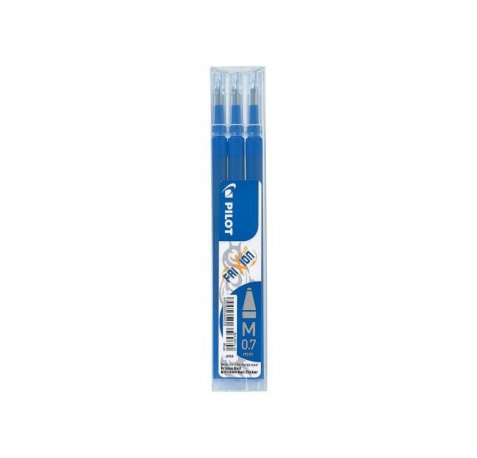 Pilot Recambio de gel borrable para Frixion Ball / Frixion Clicker - Pack de 3 unidades - Punta de bola redonda 0.7mm - Trazo 0.4mm - Color Azul (12 uds)