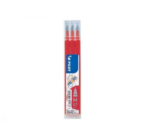 Pilot Recambio de gel borrable para Frixion Ball / Frixion Clicker - Pack de 3 unidades - Punta de bola redonda 0.7mm - Trazo 0.4mm - Color Rojo (12 uds)