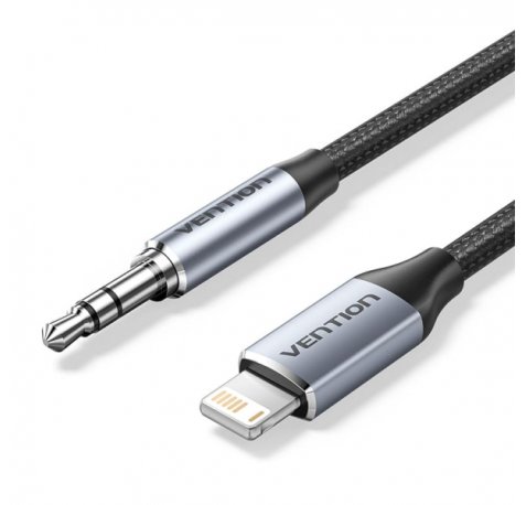 Vention Conversor Lightning Macho a Jack 3.5 Macho - 1m - Trenzado - Color Gris