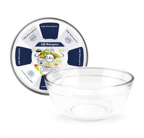 Orbegozo Serie BOL Juego de Boles de Vidrio Ultrarresistentes - Versatiles y Duraderos - Capacidad de 1.4 / 2.3 / 3.5L - Apto para Horno - Microondas y Lavavajillas - Libre de BPA (4 uds)
