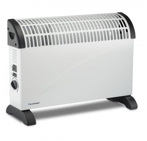 Blaupunkt Radiador Convector - Potencia 2000W - Termostato Regulable - Ventilador Turbo Independiente - Asas Integradas - 53.5x19.6x38.5cm - Color Blanco y Negro