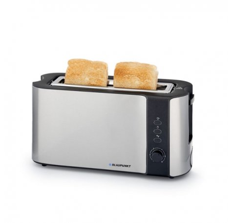 Blaupunkt Tostadora de Ranura Larga - 1000W - Rejilla Calientabollos - 6 Niveles de Tostado - Bandeja Recogemigas Extraible - Funcion Descongelar y Recalentar - Color Negro y Gris