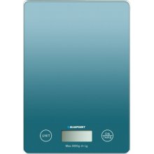 Blaupunkt Bascula de Cocina Digital 5kg con Plataforma de Cristal - Pantalla LCD - Funcion Tara - Alta Precision 1g - Autoapagado y Indicadores de Sobrecarga/Bateria Baja - Color Azul