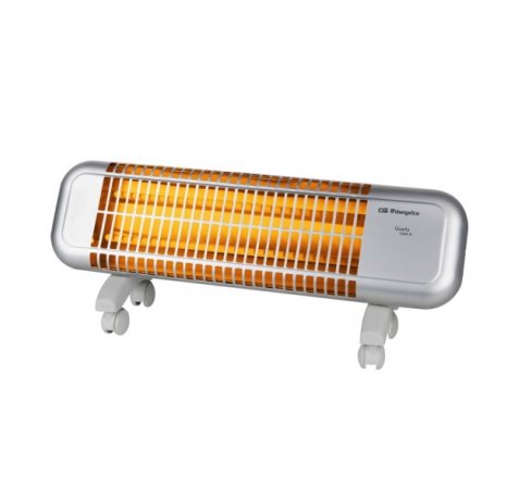 Orbegozo BPM 0105 Estufa de Cuarzo - Potencia 1200W - Seguridad Antivuelco - 2 Niveles de Calor - Ruedas de Transporte - Reflector Protegido - 7.7x23.3x16.7cm - Color Gris