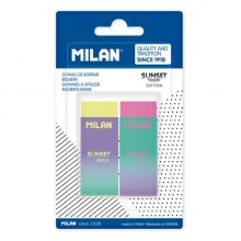 Milan Nata 320 Sunset Pack de 2 Gomas de Borrar - No Abrasiva - Colores Surtidos