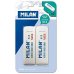 Milan Nata 612 Pack de 2 Gomas de Borrar Biseladas - Plastico - Suave - No Abrasiva - Color Blanco