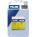 Milan Nata 6024 Graphic Pack de 2 Gomas de Borrar Rectangulares - Plastico - Faja de Carton Amarilla - No daña el Papel - Color Blanco