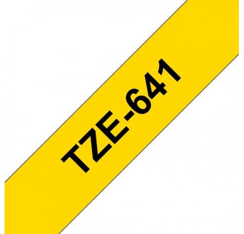 Compatible Brother TZe641 / TZ641 Cinta Laminada de Etiquetas - Texto negro sobre fondo amarillo - Ancho 18mm x 8 metros