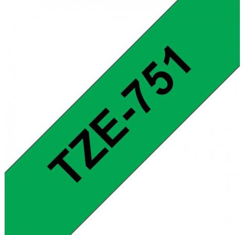 Compatible Brother TZe751 / TZ751 Cinta Laminada de Etiquetas - Texto negro sobre fondo verde - Ancho 24mm x 8 metros