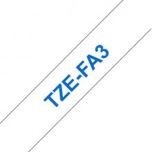 Compatible Brother TZeFA3 / TZ-FA3 Cinta Textil de Etiquetas - Texto azul sobre fondo blanco - Ancho 12mm x 3 metros