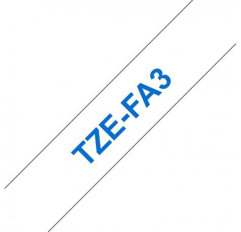 Compatible Brother TZeFA3 / TZ-FA3 Cinta Textil de Etiquetas - Texto azul sobre fondo blanco - Ancho 12mm x 3 metros