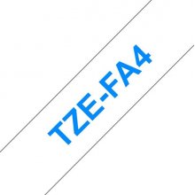 Compatible Brother TZeFA4 / TZFA4 Cinta Textil de Etiquetas - Texto azul sobre fondo blanco - Ancho 18mm x 3 metros
