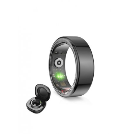 Ksix Saturn Anillo Inteligente - Autonomia Hasta 3 Dias - Actividad y Salud - Monitor de Sueño - 5ATM - Talla L (Talla 11) - Color Negro