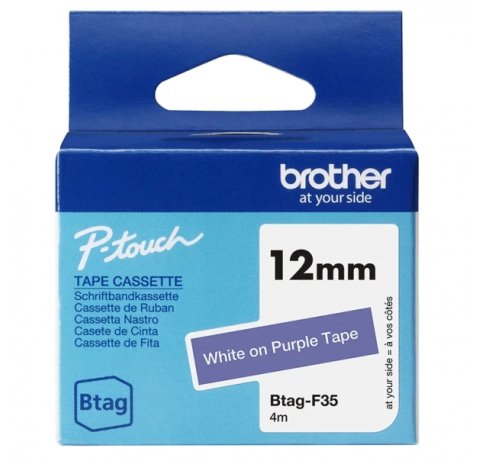 Brother Btag-F35 | Cinta - texto blanco sobre fondo morado - medidas metros - apta para