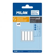 Milan Pack de 4 Gomas de Recambio para Portaminas - Compatible con Capsule y Compact - Color Blanco