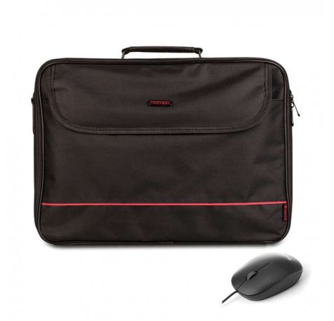 NGS Bureau kit Maletin para Portatil 16" + Raton USB 800dpi - Acolchado Interior - 2 Compartimentos y Bolsillo Exterior - Color Negro