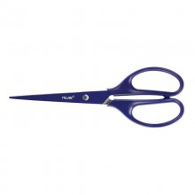 Milan Tijeras Oficina Acid con Cuchilla de Acero Inoxidable - Mango de Plastico Simetrico - Longitud 17cm - Color Azul