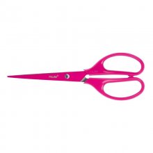 Milan Tijeras Oficina Acid con Cuchilla de Acero Inoxidable - Mango de Plastico Simetrico - Longitud 17cm - Color Rosa