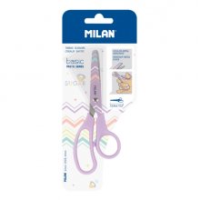 Milan Pastel Tijeras de 13.4cm - Mango Ergonomico - Punta Redondeada - Hoja de Acero Inoxidable - Color Lila Pastel