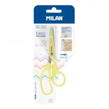 Milan Basic Tijeras de 13.4cm - Mango Ergonomico - Punta Redondeada - Hoja de Acero Inoxidable - Color Rosa Pastel