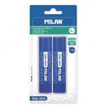 Milan Pack de 2 Barras de Pegamento 21 g - Multiusos - Multisuperficies - Sin Disolventes - Uso Escolar - Color Azul